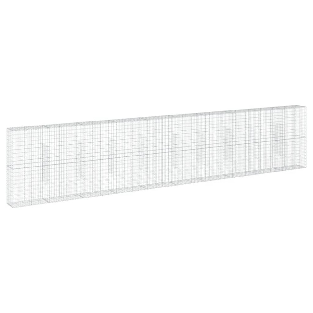 vidaXL Coș gabion cu capac, 1000x50x200 cm, fier galvanizat