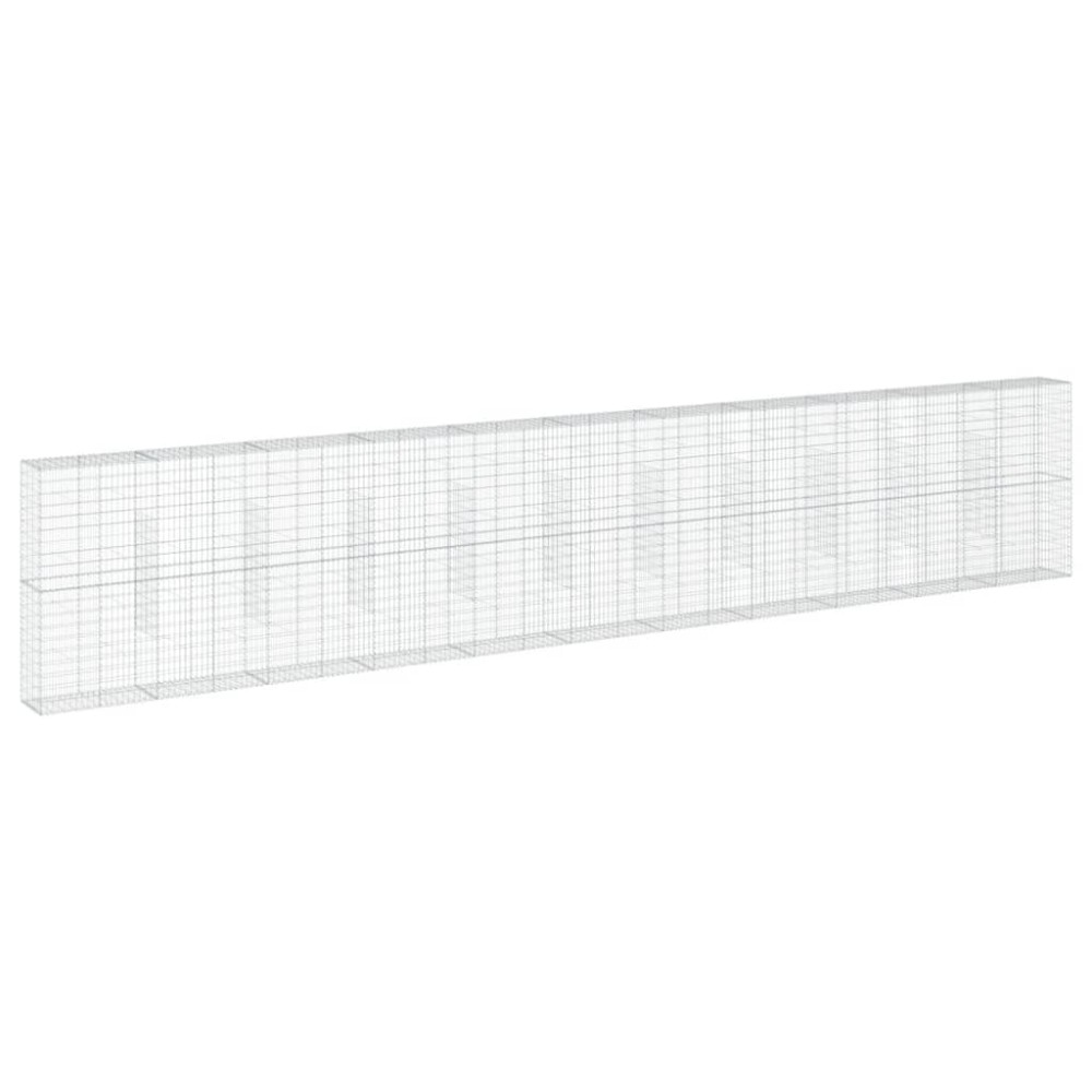 vidaXL Coș gabion cu capac, 1100x50x200 cm, fier galvanizat