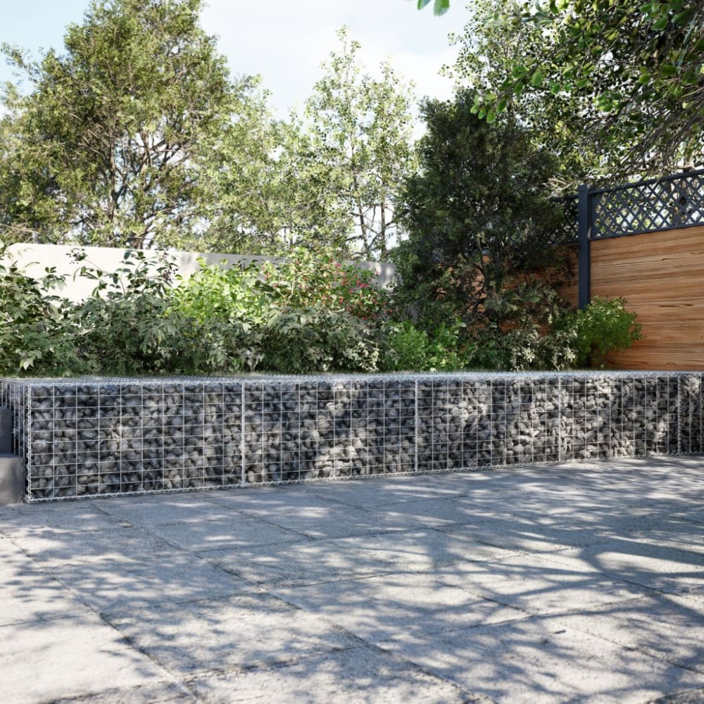 vidaXL Coș gabion cu capac, 900x100x50 cm, fier galvanizat
