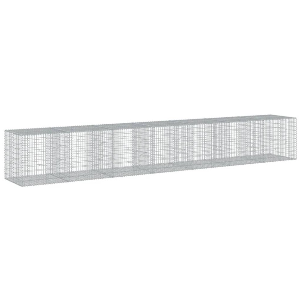 vidaXL Coș gabion cu capac, 700x100x100 cm, fier galvanizat