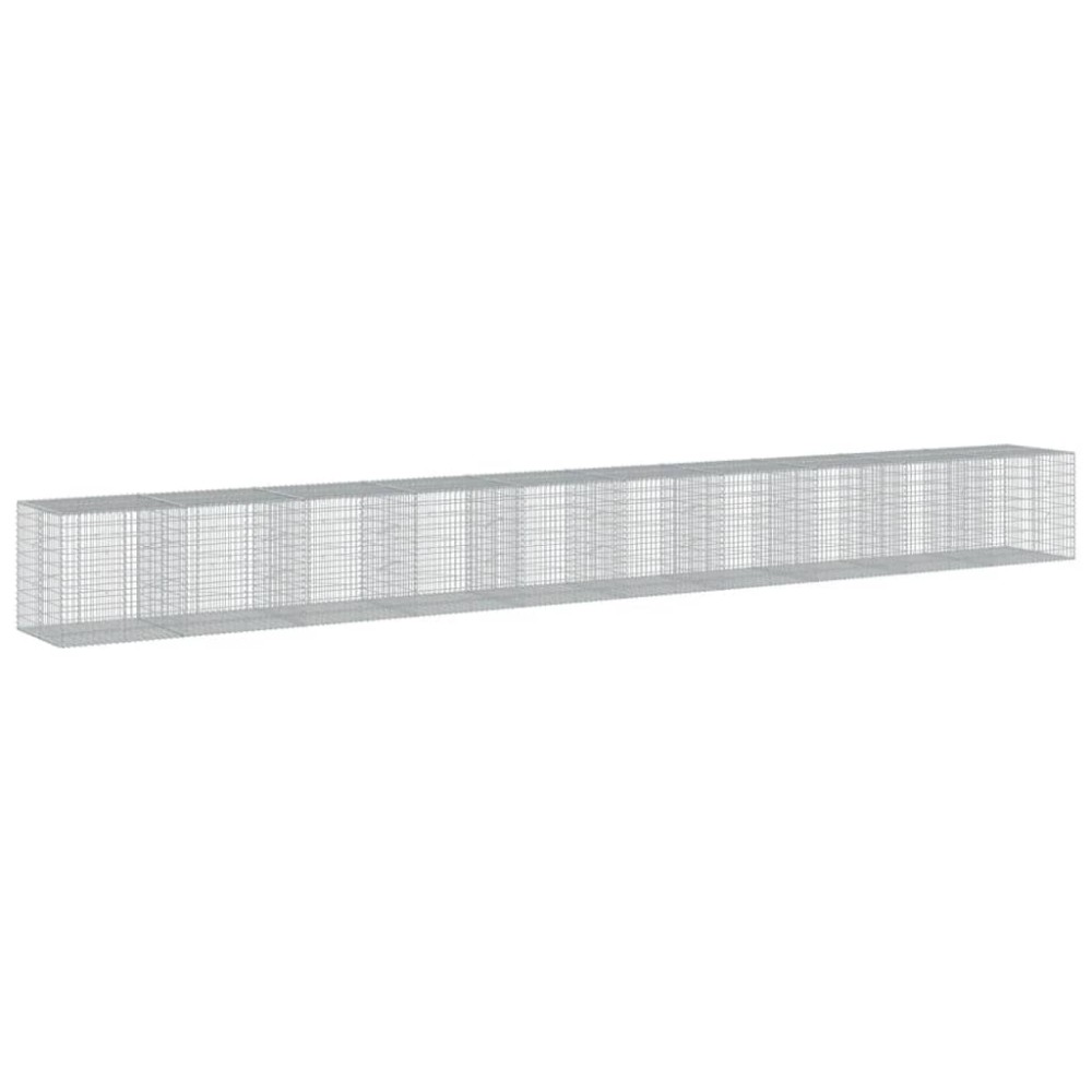 vidaXL Coș gabion cu capac, 1000x100x100 cm, fier galvanizat