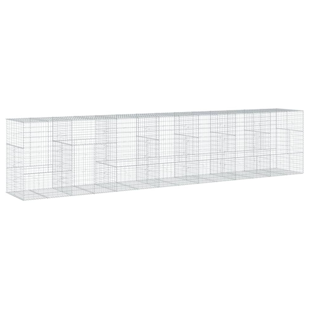 vidaXL Coș gabion cu capac, 700x100x150 cm, fier galvanizat