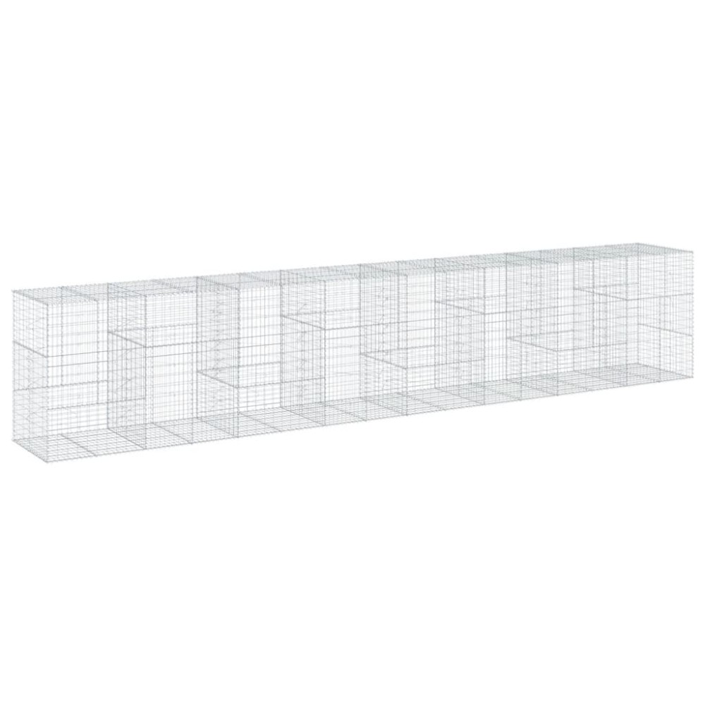 vidaXL Coș gabion cu capac, 800x100x150 cm, fier galvanizat