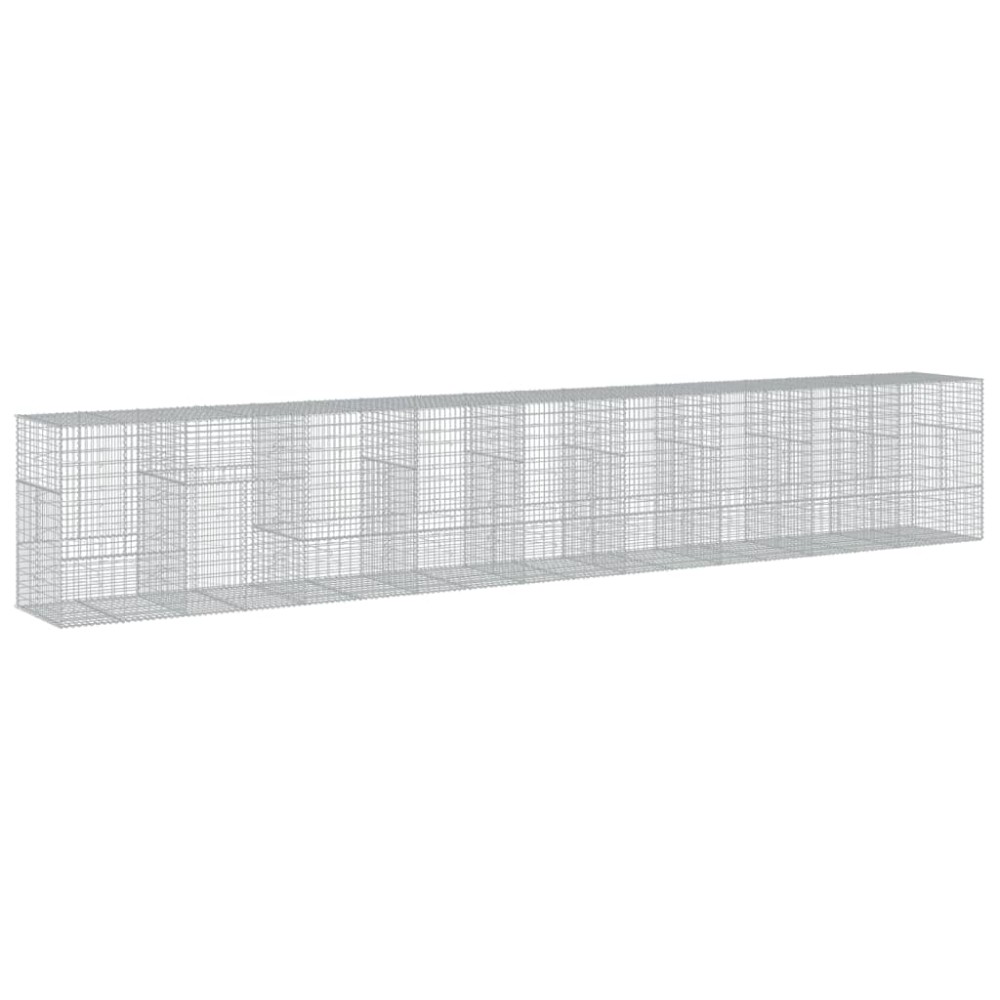 vidaXL Coș gabion cu capac, 900x100x150 cm, fier galvanizat