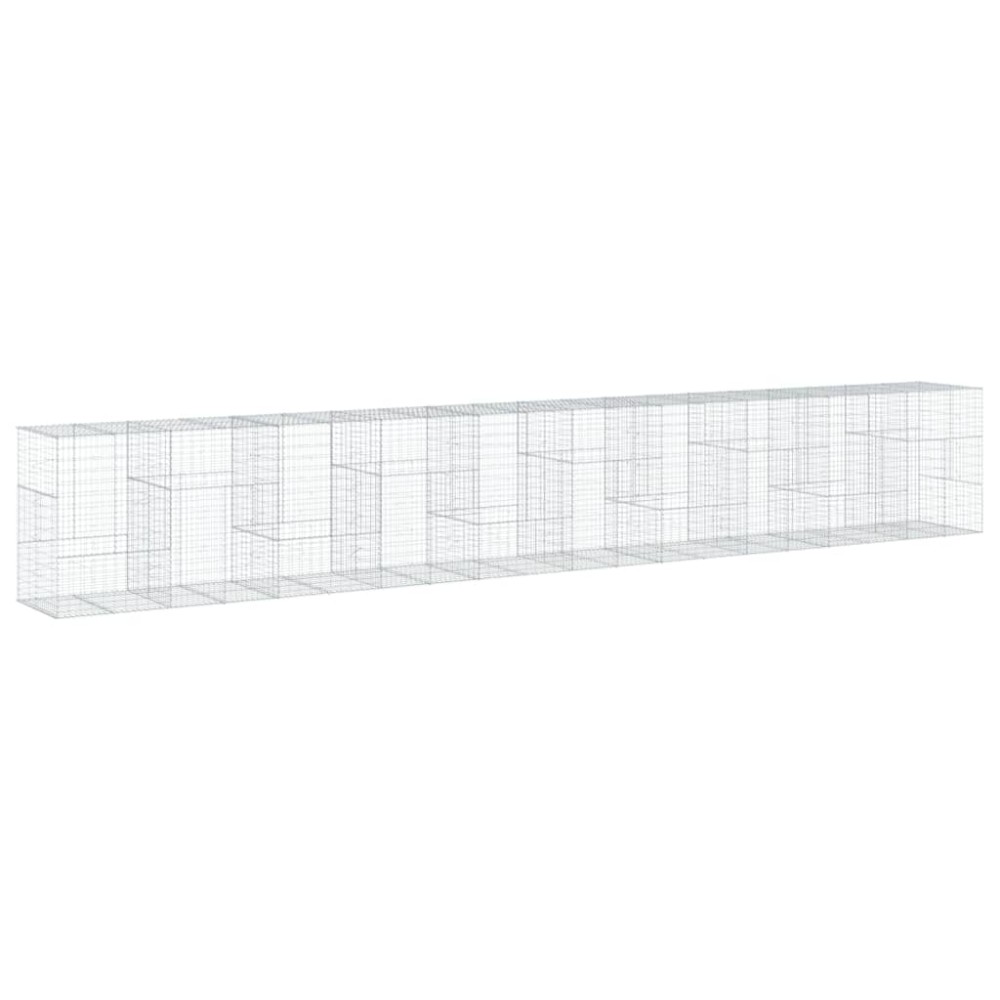 vidaXL Coș gabion cu capac, 1000x100x150 cm, fier galvanizat