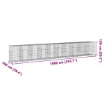 vidaXL Coș gabion cu capac, 1000x100x150 cm, fier galvanizat vidaXL Coș gabion cu capac, 1000x100x150 cm, fier galvanizat