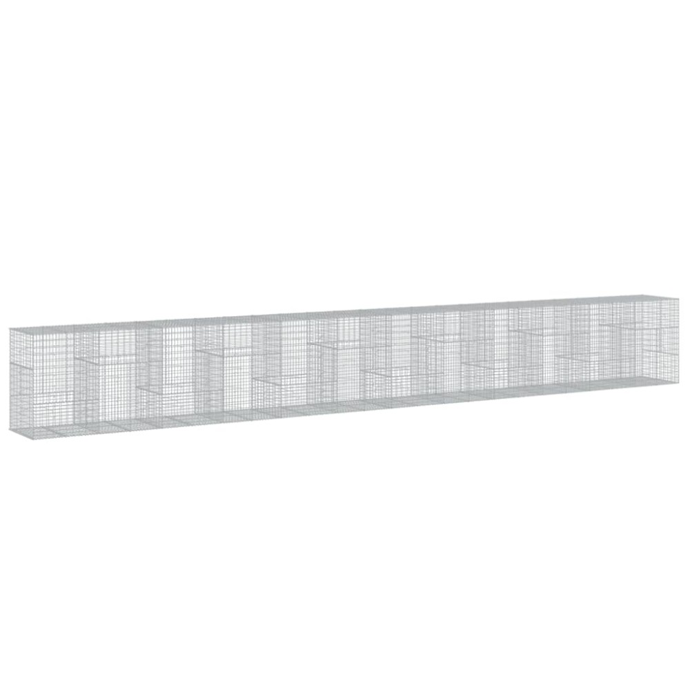 vidaXL Coș gabion cu capac, 1200x100x150 cm, fier galvanizat