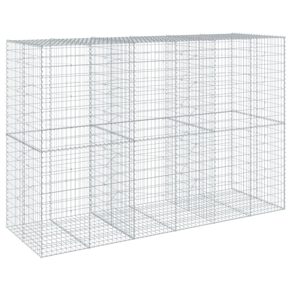 vidaXL Coș gabion cu capac, 300x100x200 cm, fier galvanizat