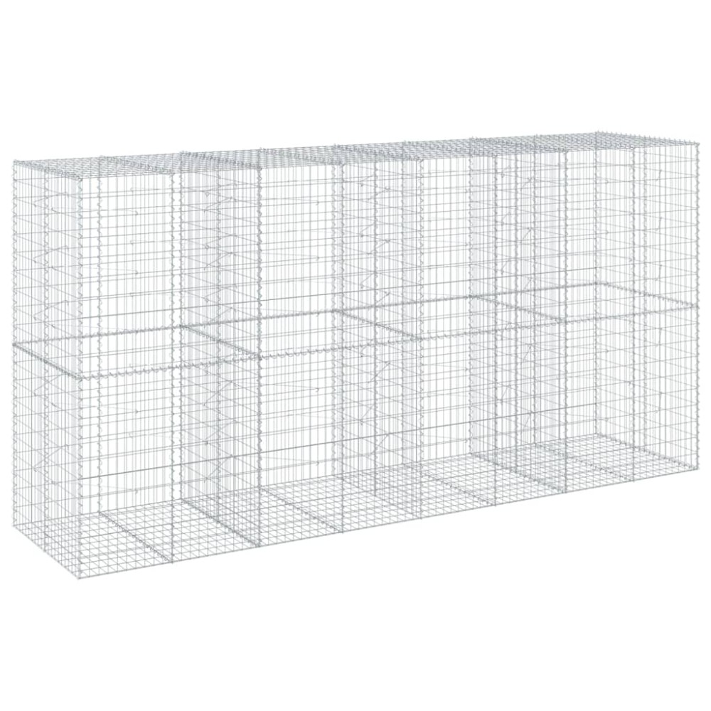vidaXL Coș gabion cu capac, 400x100x200 cm, fier galvanizat
