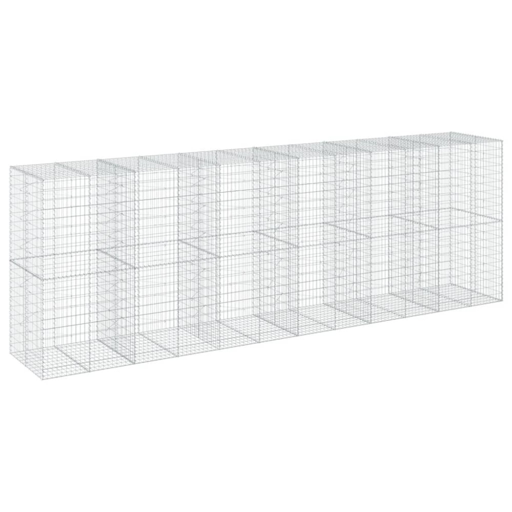 vidaXL Coș gabion cu capac, 600x100x200 cm, fier galvanizat