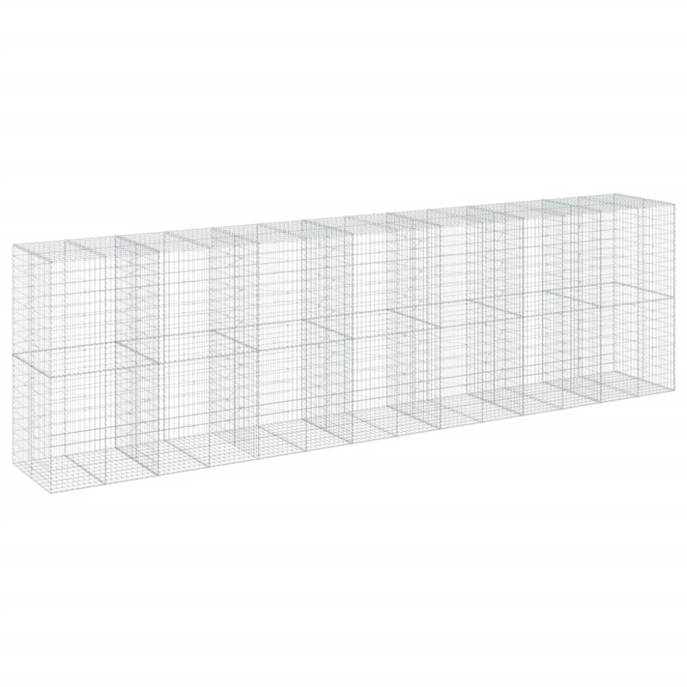 vidaXL Coș gabion cu capac, 700x100x200 cm, fier galvanizat