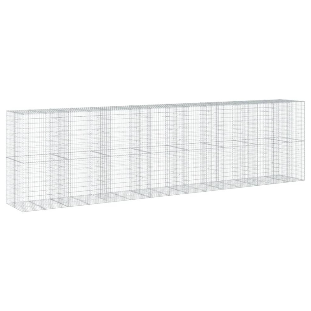 vidaXL Coș gabion cu capac, 750x100x200 cm, fier galvanizat