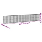 vidaXL Coș gabion cu capac, 1200x100x200 cm, fier galvanizat