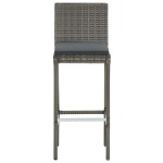 vidaXL Set bar de grădină, 5 piese, gri, lemn masiv acacia/ poliratan