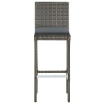 vidaXL Set bar de grădină, 5 piese, gri, lemn masiv acacia/ poliratan