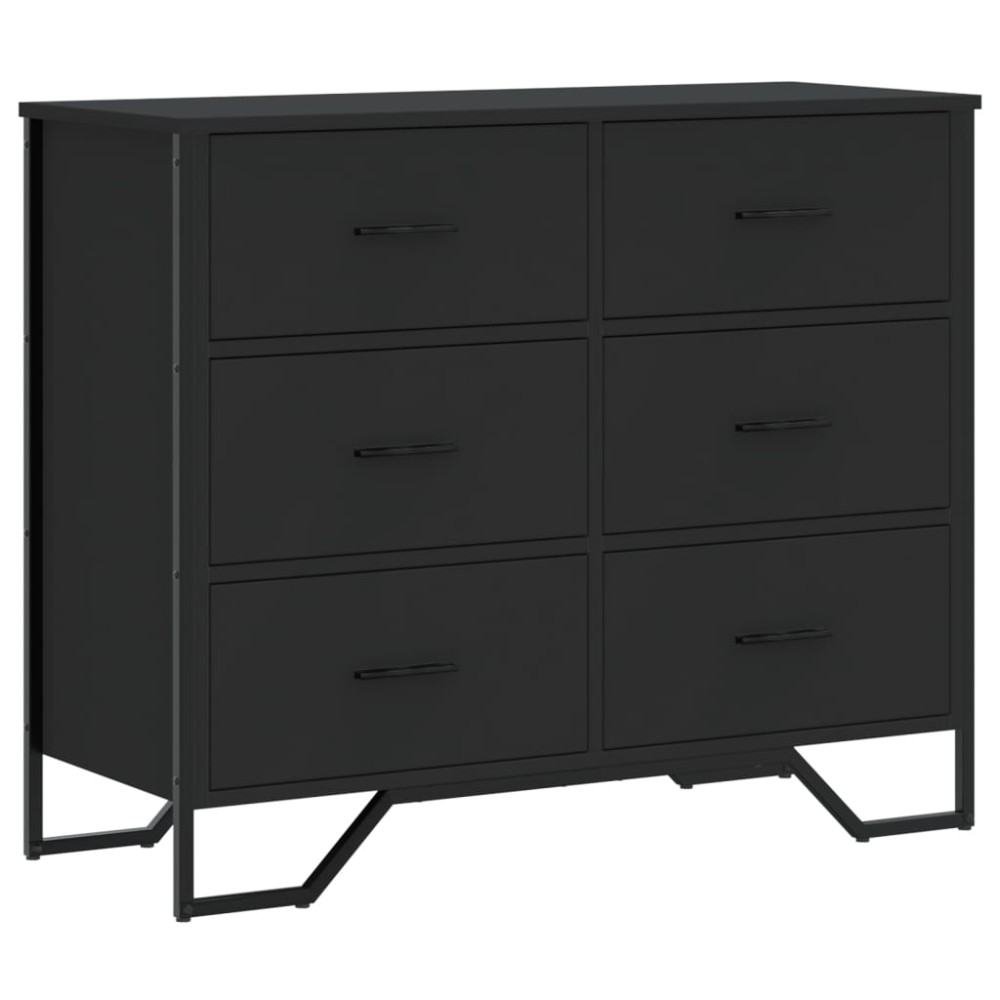 vidaXL Comodă cu sertare, negru, 91x35,5x74,5 cm, lemn prelucrat