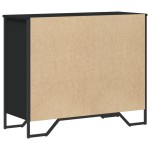 vidaXL Comodă cu sertare, negru, 91x35,5x74,5 cm, lemn prelucrat vidaXL Comodă cu sertare, negru, 91x35,5x74,5 cm, lemn prelucrat