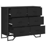 vidaXL Comodă cu sertare, negru, 91x35,5x74,5 cm, lemn prelucrat vidaXL Comodă cu sertare, negru, 91x35,5x74,5 cm, lemn prelucrat