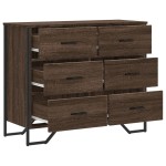 vidaXL Comodă cu sertare, stejar maro 91x35,5x74,5 cm lemn prelucrat vidaXL Comodă cu sertare, stejar maro 91x35,5x74,5 cm lemn prelucrat