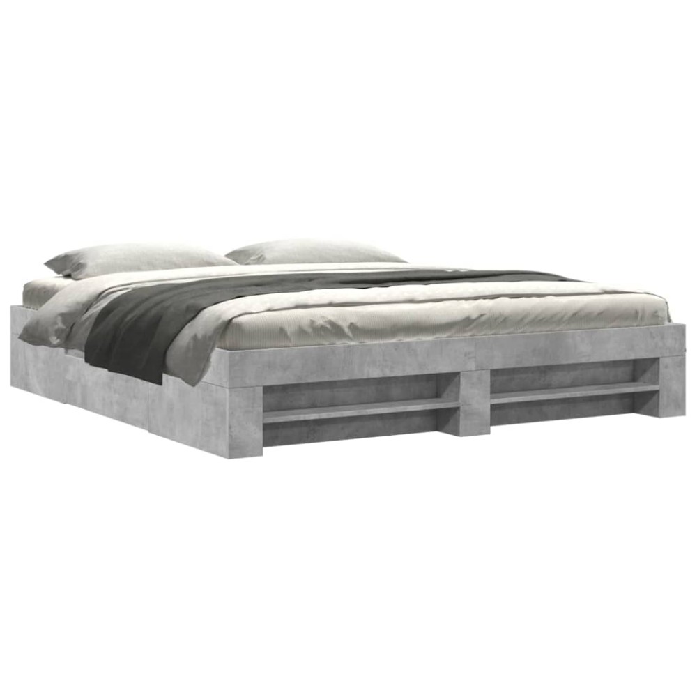 vidaXL Cadru de pat fără saltea Gri Beton 180x200cm Lemn prelucrat