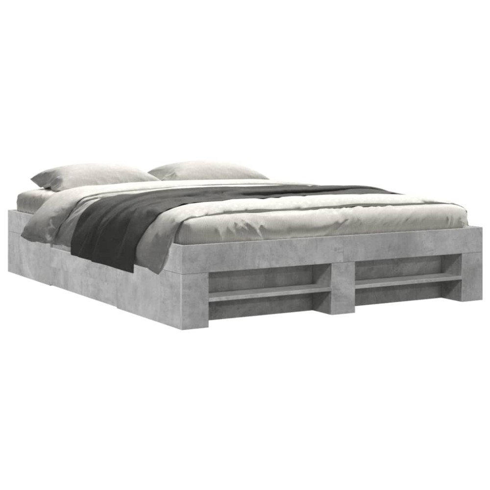 vidaXL Cadru de pat fără saltea Gri beton 160x200cm Lemn prelucrat