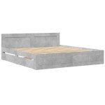 vidaXL Cadru de pat cu tăblie gri beton 200x200 cm lemn prelucrat vidaXL Cadru de pat cu tăblie gri beton 200x200 cm lemn prelucrat
