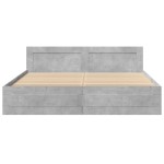 vidaXL Cadru de pat cu tăblie gri beton 200x200 cm lemn prelucrat vidaXL Cadru de pat cu tăblie gri beton 200x200 cm lemn prelucrat