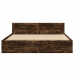 vidaXL Cadru de pat cu tăblie stejar fumuriu 200x200 cm lemn prelucrat vidaXL Cadru de pat cu tăblie stejar fumuriu 200x200 cm lemn prelucrat