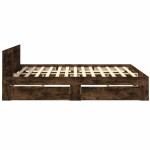 vidaXL Cadru de pat cu tăblie stejar fumuriu 200x200 cm lemn prelucrat vidaXL Cadru de pat cu tăblie stejar fumuriu 200x200 cm lemn prelucrat