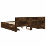 vidaXL Cadru de pat cu tăblie stejar fumuriu 200x200 cm lemn prelucrat vidaXL Cadru de pat cu tăblie stejar fumuriu 200x200 cm lemn prelucrat