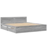 vidaXL Cadru de pat cu tăblie gri sonoma 200x200 cm lemn prelucrat vidaXL Cadru de pat cu tăblie gri sonoma 200x200 cm lemn prelucrat