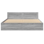 vidaXL Cadru de pat cu tăblie gri sonoma 200x200 cm lemn prelucrat vidaXL Cadru de pat cu tăblie gri sonoma 200x200 cm lemn prelucrat