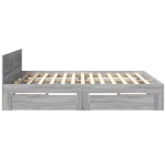 vidaXL Cadru de pat cu tăblie gri sonoma 200x200 cm lemn prelucrat vidaXL Cadru de pat cu tăblie gri sonoma 200x200 cm lemn prelucrat