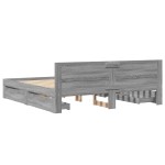 vidaXL Cadru de pat cu tăblie gri sonoma 200x200 cm lemn prelucrat vidaXL Cadru de pat cu tăblie gri sonoma 200x200 cm lemn prelucrat