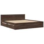 vidaXL Cadru de pat cu tăblie stejar maro 200x200 cm lemn prelucrat vidaXL Cadru de pat cu tăblie stejar maro 200x200 cm lemn prelucrat