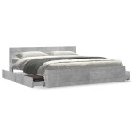 vidaXL Cadru de pat cu tăblie gri beton 180x200 cm lemn prelucrat vidaXL Cadru de pat cu tăblie gri beton 180x200 cm lemn prelucrat