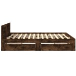 vidaXL Cadru de pat cu tăblie stejar fumuriu 180x200 cm lemn prelucrat vidaXL Cadru de pat cu tăblie stejar fumuriu 180x200 cm lemn prelucrat
