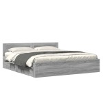 vidaXL Cadru de pat cu tăblie gri sonoma 180x200 cm lemn prelucrat vidaXL Cadru de pat cu tăblie gri sonoma 180x200 cm lemn prelucrat