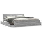 vidaXL Cadru de pat cu tăblie gri sonoma 180x200 cm lemn prelucrat vidaXL Cadru de pat cu tăblie gri sonoma 180x200 cm lemn prelucrat