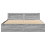 vidaXL Cadru de pat cu tăblie gri sonoma 180x200 cm lemn prelucrat vidaXL Cadru de pat cu tăblie gri sonoma 180x200 cm lemn prelucrat