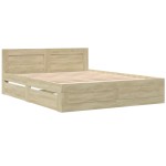 vidaXL Cadru de pat cu tăblie stejar sonoma 160x200 cm lemn prelucrat