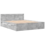 vidaXL Cadru de pat cu tăblie gri beton 160x200 cm lemn prelucrat vidaXL Cadru de pat cu tăblie gri beton 160x200 cm lemn prelucrat