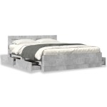vidaXL Cadru de pat cu tăblie gri beton 160x200 cm lemn prelucrat vidaXL Cadru de pat cu tăblie gri beton 160x200 cm lemn prelucrat