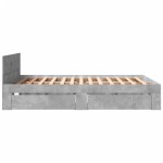 vidaXL Cadru de pat cu tăblie gri beton 160x200 cm lemn prelucrat vidaXL Cadru de pat cu tăblie gri beton 160x200 cm lemn prelucrat