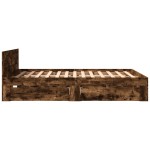 vidaXL Cadru de pat cu tăblie stejar fumuriu 160x200 cm lemn prelucrat vidaXL Cadru de pat cu tăblie stejar fumuriu 160x200 cm lemn prelucrat