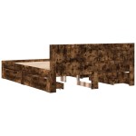 vidaXL Cadru de pat cu tăblie stejar fumuriu 160x200 cm lemn prelucrat vidaXL Cadru de pat cu tăblie stejar fumuriu 160x200 cm lemn prelucrat