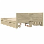vidaXL Cadru de pat cu tăblie stejar sonoma 150x200 cm lemn prelucrat