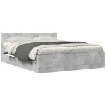 vidaXL Cadru de pat cu tăblie gri beton 150x200 cm lemn prelucrat