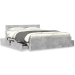 vidaXL Cadru de pat cu tăblie gri beton 150x200 cm lemn prelucrat