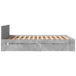 vidaXL Cadru de pat cu tăblie gri beton 150x200 cm lemn prelucrat